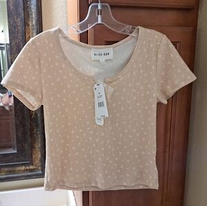 Olive & Oak Beige Floral Short Sleeve Top Size Small